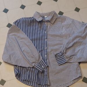IT'S. Womens Dual Stripe Blue and White Shirt